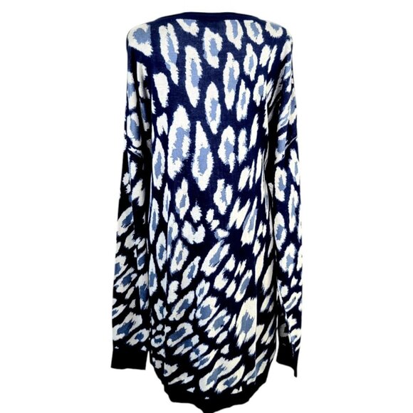NWT Womens XL Wonderly Navy Animal Print Oversized Long Sleeve High-Low Sweater - Picture 4 of 12